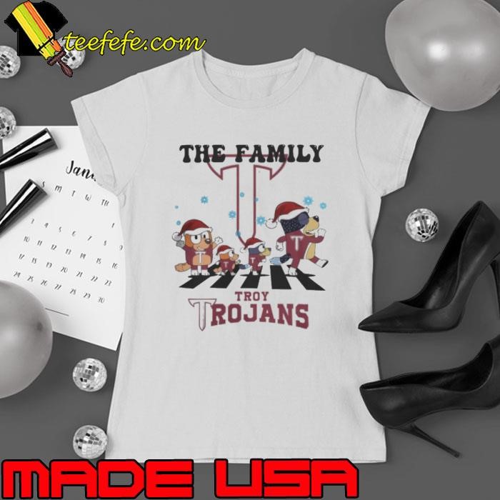 Official Troy Trojans X Family Bluey Merry Christmas 2024 Ladies tee