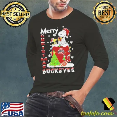 Ohio State Buckeyes Snoopy And Woodstock Merry Christmas Shirt