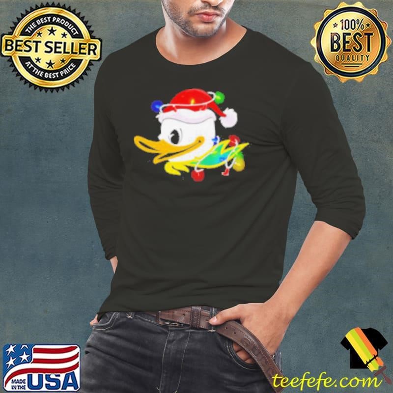 Oregon Ducks Santa hat Christmas lights shirt