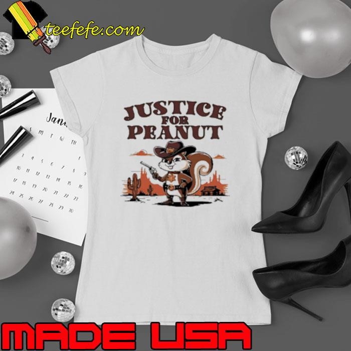 Original Justice for Peanut cowboy holding gun Ladies tee