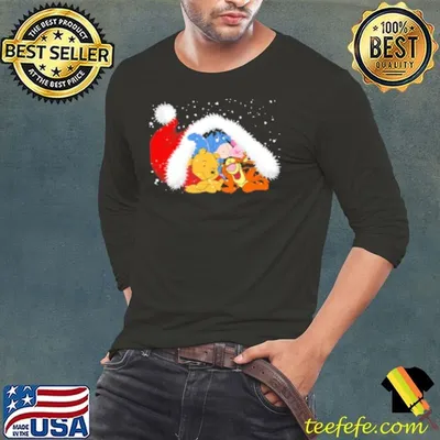 Pooh And Friends In Santa Hat Christmas Shirt