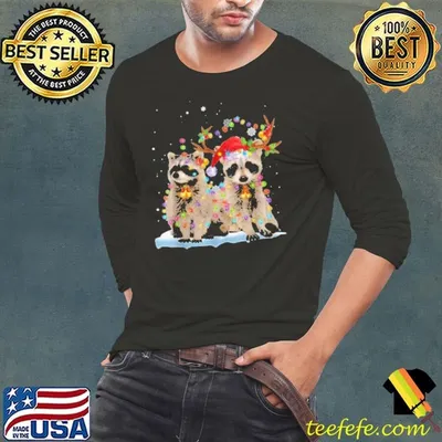 Premium Raccoon Christmas Tree Lights Pajama Racoon Xmas shirt