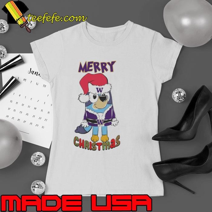 Premium Washington Huskies Bluey Merry Christmas 2024 Ladies tee