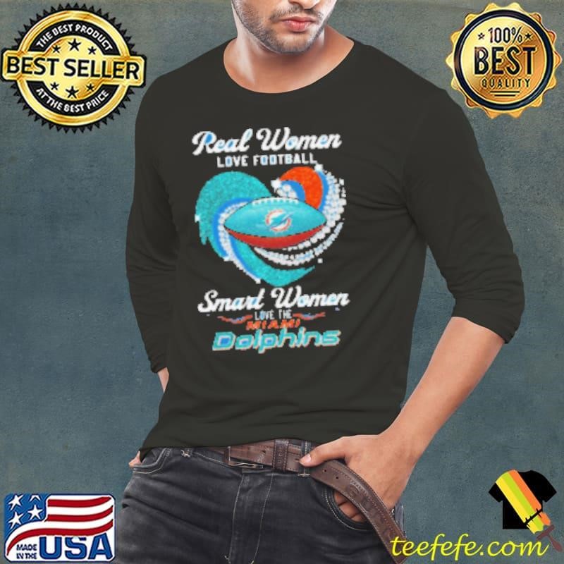 Real Women Love Football Smart Women Love The Miami Dolphins Heart Diamond 2024 Shirt