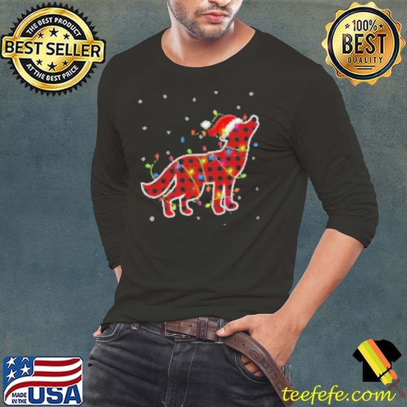 Red Buffalo Plaid Wolf Santa Christmas Matching Shirt