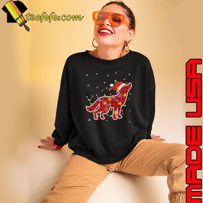 Red Buffalo Plaid Wolf Santa Christmas Matching Sweatshirt