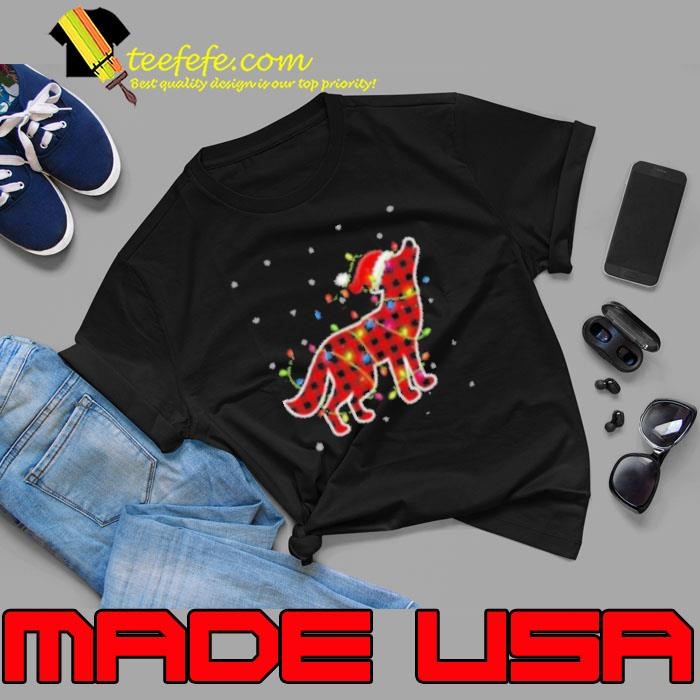 Red Buffalo Plaid Wolf Santa Christmas Matching Unisex
