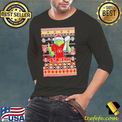 San Francisco 49ers X Grinch Christmas with Super Bowl Trophy ugly Christmas shirt