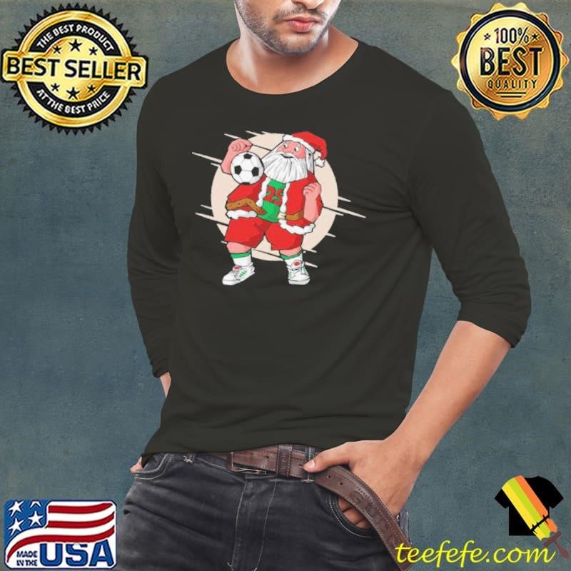 Santa Claus Playing Soccer Funny Christmas Football Control Soccer Santa Claus shirt