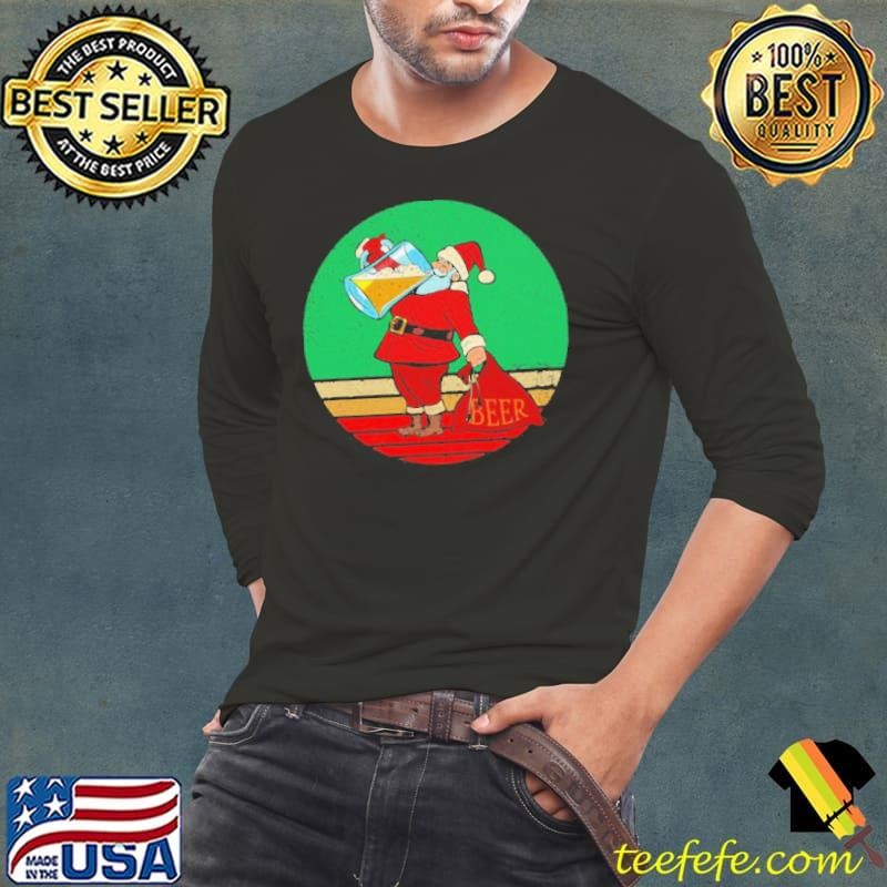 Santa Drinking Beer Matching Family Christmas shirt