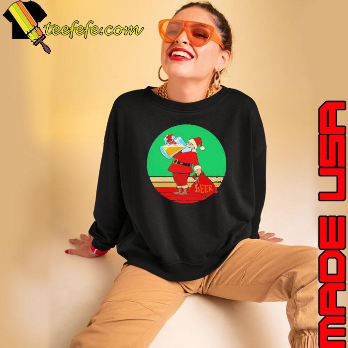 Santa Drinking Beer Matching Family Christmas Sweatshirt