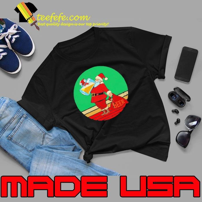 Santa Drinking Beer Matching Family Christmas Unisex
