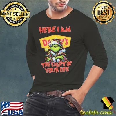 Santa Grinch Here I Am Denny’s The Light Of Your Life Christmas Light Shirt