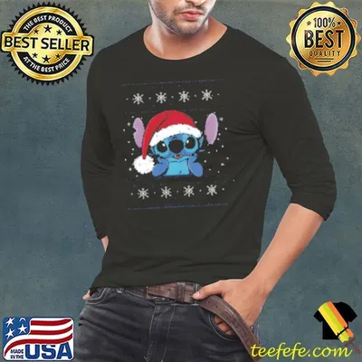 Santa Stitch Animal Cartoon Gift For Christmas Shirt