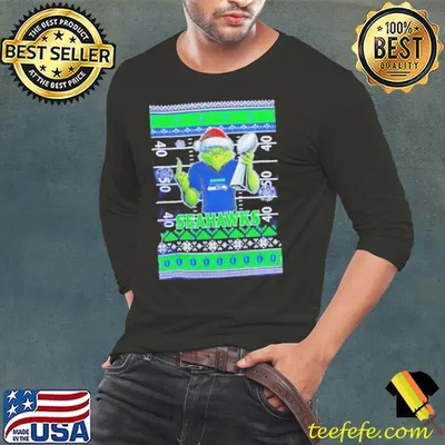 Seattle Seahawks X Grinch Christmas with Super Bowl Trophy ugly Christmas shirt