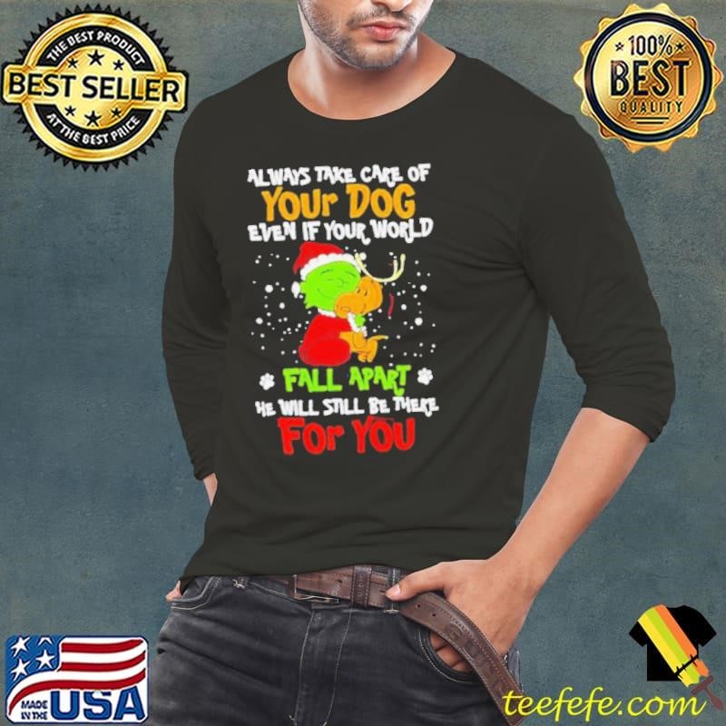 Snoopy Grinch always take care of your dog fall apart Christmas Long Sleeve Tee