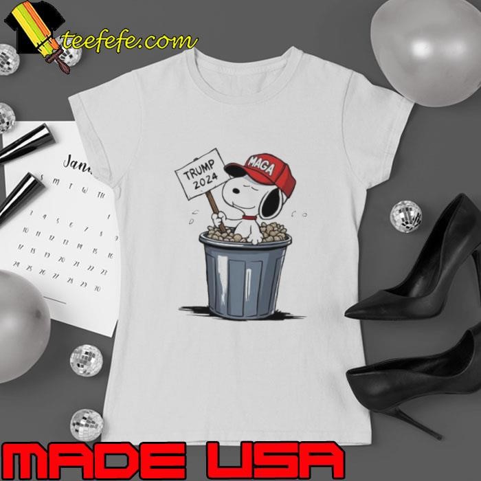 Snoopy in the trash hat MAGA Trump 2024 Ladies tee