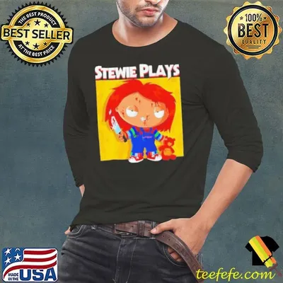Stewie plays Chucky bloody shirt