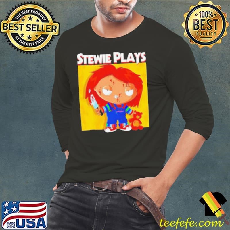 Stewie plays Chucky bloody shirt