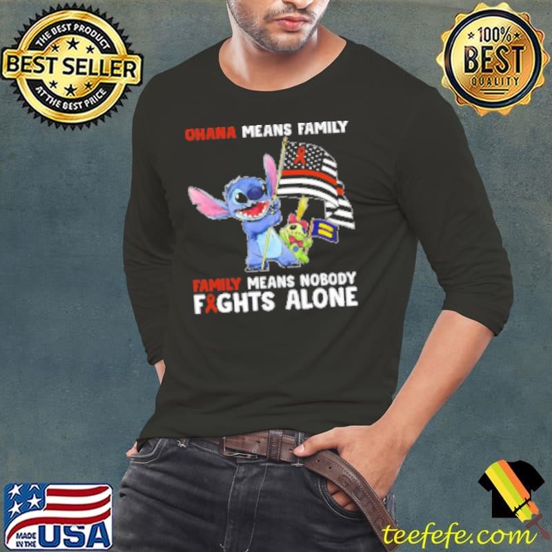 Stitch Waving Flag Ohana Means Family Family Means Nobody Fights Alone Multiple Sclerosis Awareness Shirt