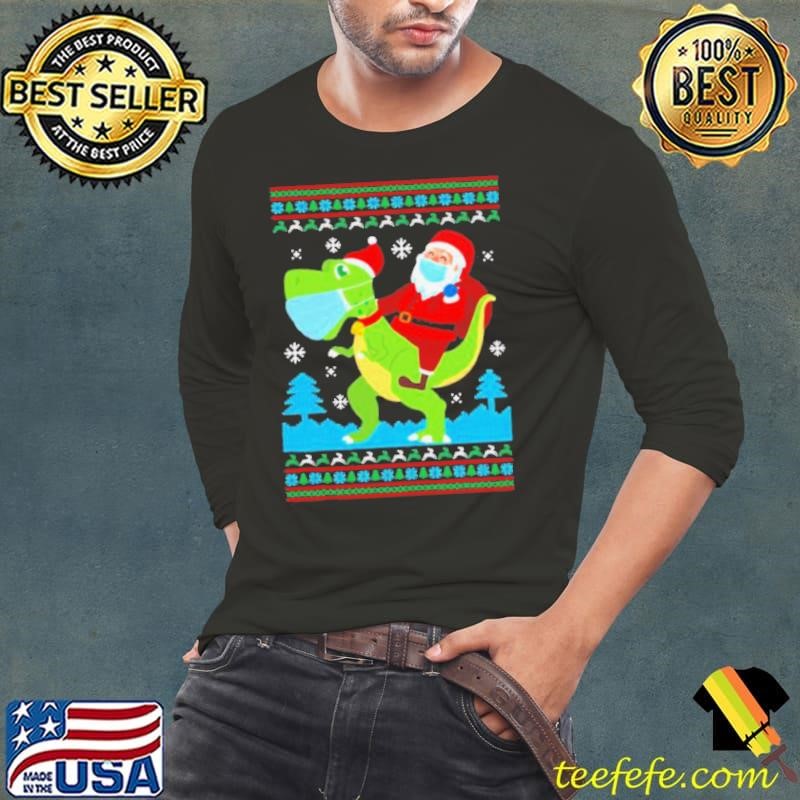 T Rex Santa Ride Funny Ugly Christmas shirt