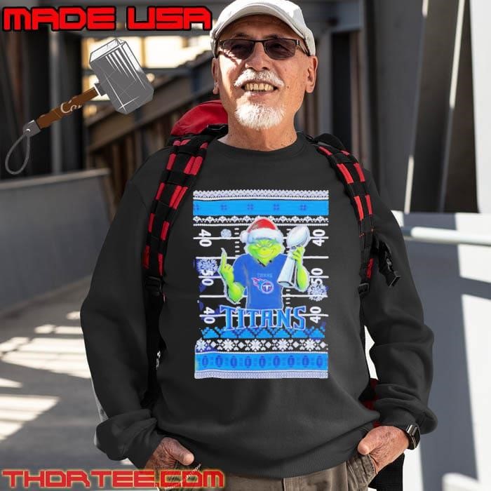 Tennessee Titans X Grinch Christmas with Super Bowl Trophy ugly Christmas Sweatshirt
