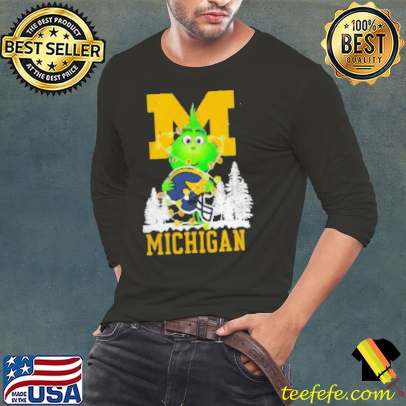 The Grinch Hug Michigan Wolverines Helmet Christmas Shirt