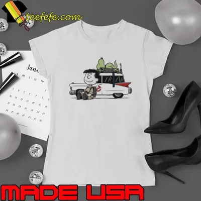 Venkman Slimer and the Ecto 1 Ghostbusters X Charlie Brown and Snoopy Peanuts Charlie Venkman shirt