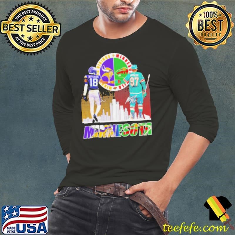 Vikings Justin Jefferson x Wild Kirill Kaprizov Minnesota skyline shirt