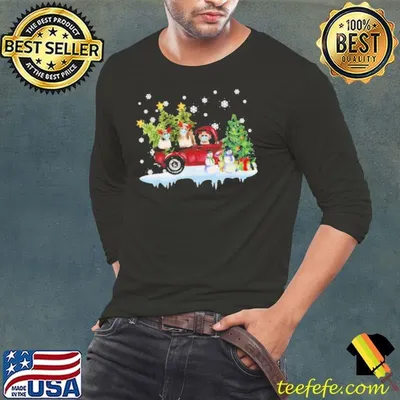 Vintage Wagon Christmas Shih Tzu Tree on Car Xmas shirt