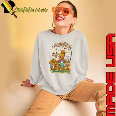 Winnie The Pooh Celebrating Thanksgiving Day With Friends 2024 Shirt