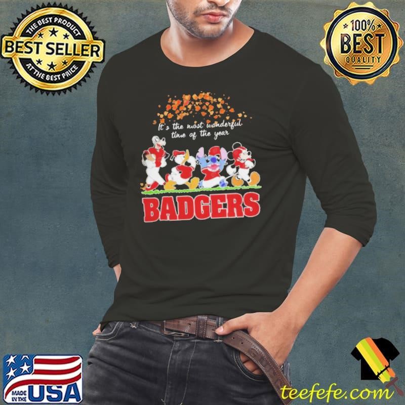 Wisconsin Badgers x Mickey x Donald Duck x Stitch x Goofy Fall It’s The Most Wonderful Time Of The Year shirt