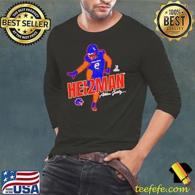 Ashton Jeanty Heisman Boise State Broncos cartoon signature shirt