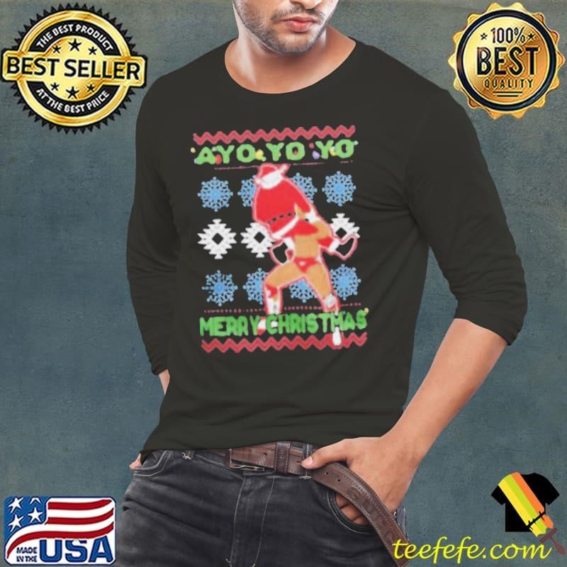 Ayo Yo Yo Merry Christmas Wrestling Ugly Christmas Long Sleeve Tee