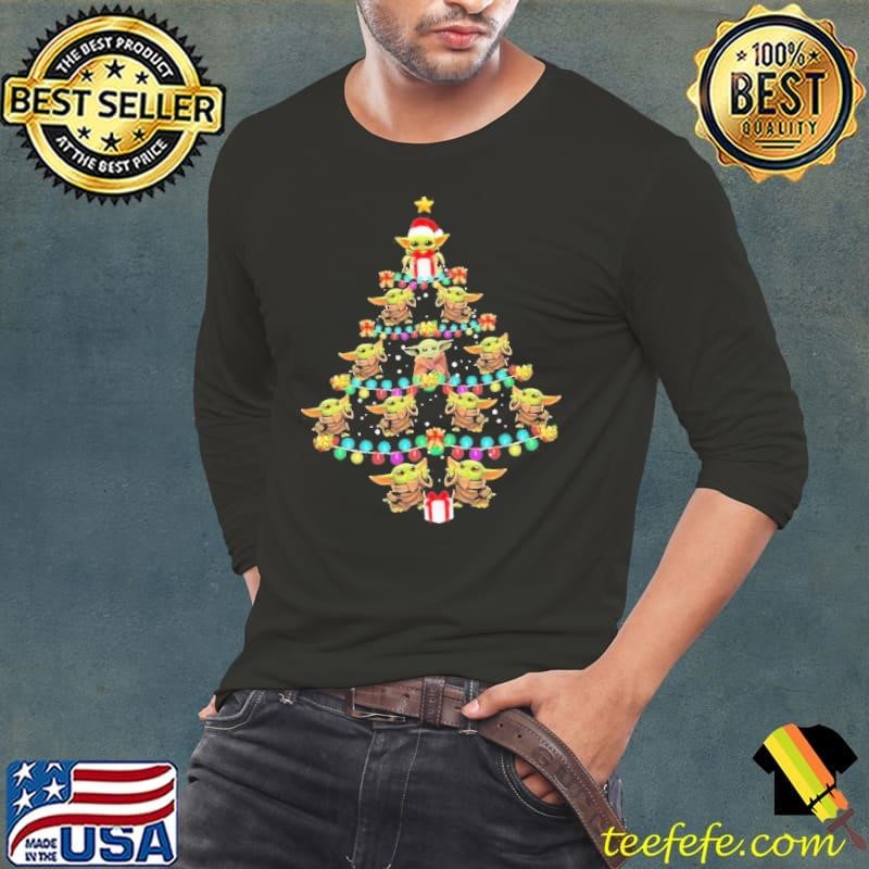 Baby Yoda tree Merry Christmas light shirt