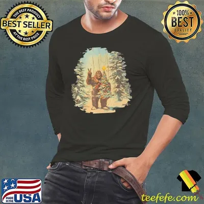 Bigfoot Christmas Tree Lights Tarot Xmas Sasquatch Shirt