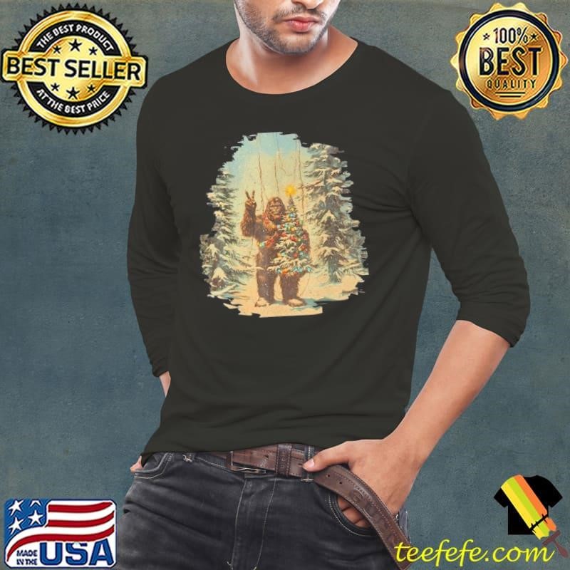 Bigfoot Christmas Tree Lights Tarot Xmas Sasquatch Shirt