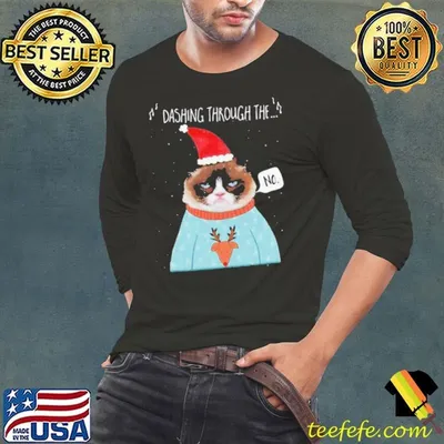 Cat Santa Dashing Through The No Merry Christmas shirt