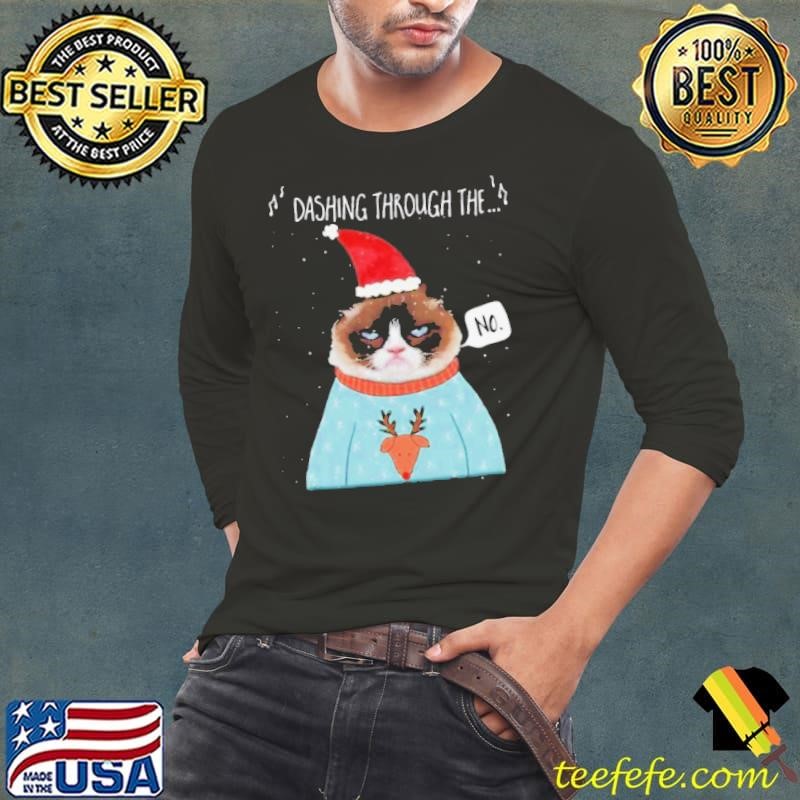 Cat Santa Dashing Through The No Merry Christmas shirt
