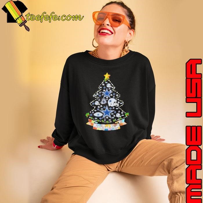 Dallas Cowboys logo helmet Tree Merry and Bright Christmas Shirt