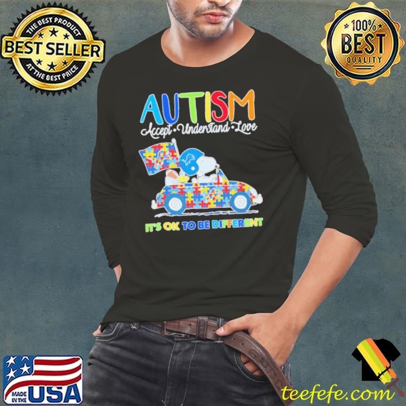 Detroit Lions Autism accept understand love it’s ok to be different Long Sleeve Tee
