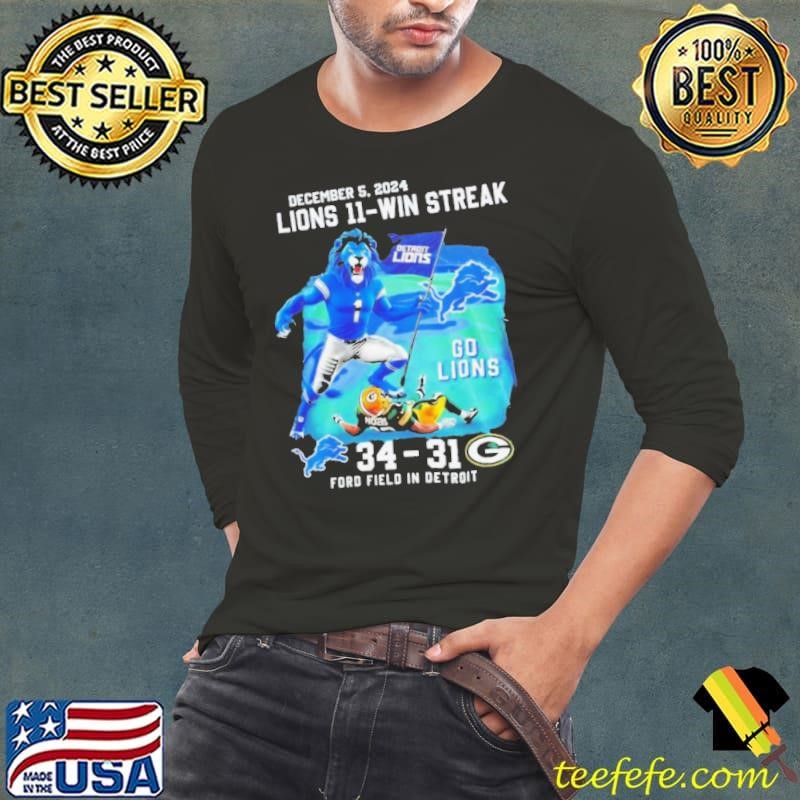 Detroit Lions ford field in Detroit victory 11 wins streak mascot shirt