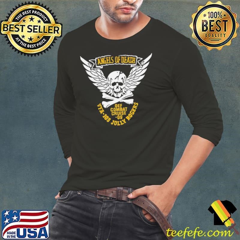 Fear The Bones Angel Of Death Jolly Rogers Navy Midshipmen Long Sleeve Tee