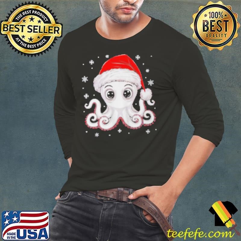 Funny Christmas Octopus Santa Hat Octopus Lovers Men Women Shirt