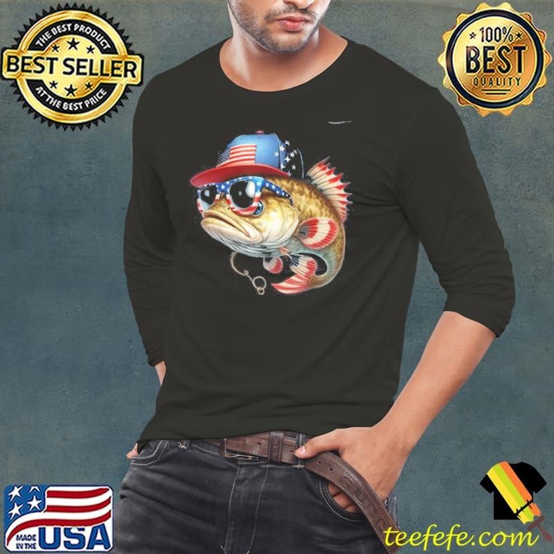 Funny Fishing Fisherman American Flag Patriotic Vintage Shirt