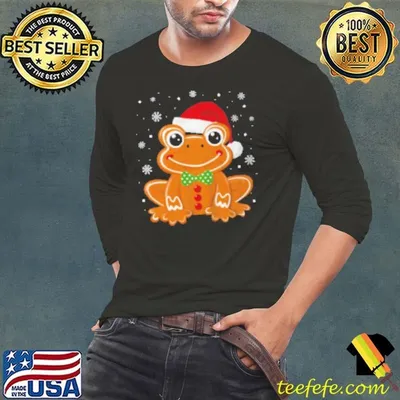 Gingerbread Man Frog Christmas Womens Mens Kids Shirt