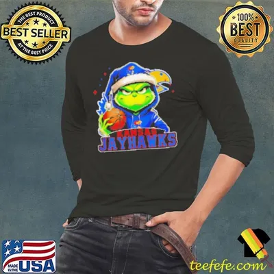 Grinch Christmas Kansas Jayhawks Santa hat Shirt