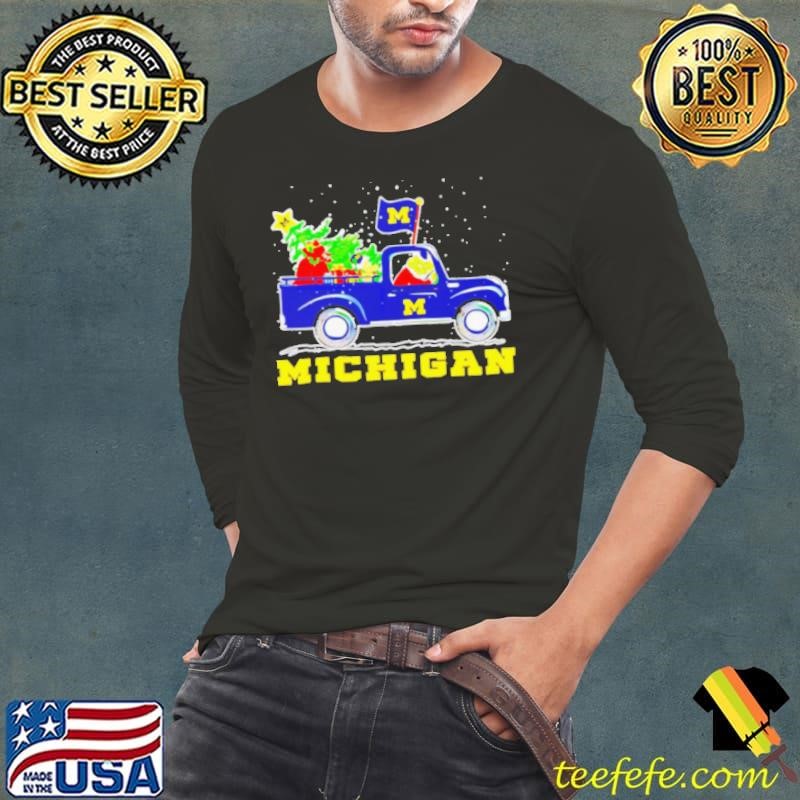 Grinch driving car Michigan Wolverines flag Christmas shirt