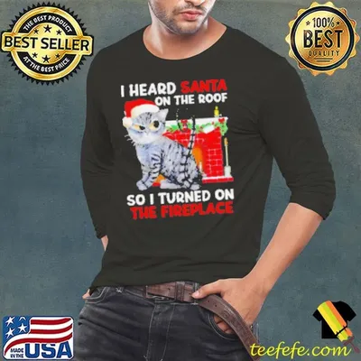 I heard Santa on the roof so i turned on the fireplace Christmas Shirt