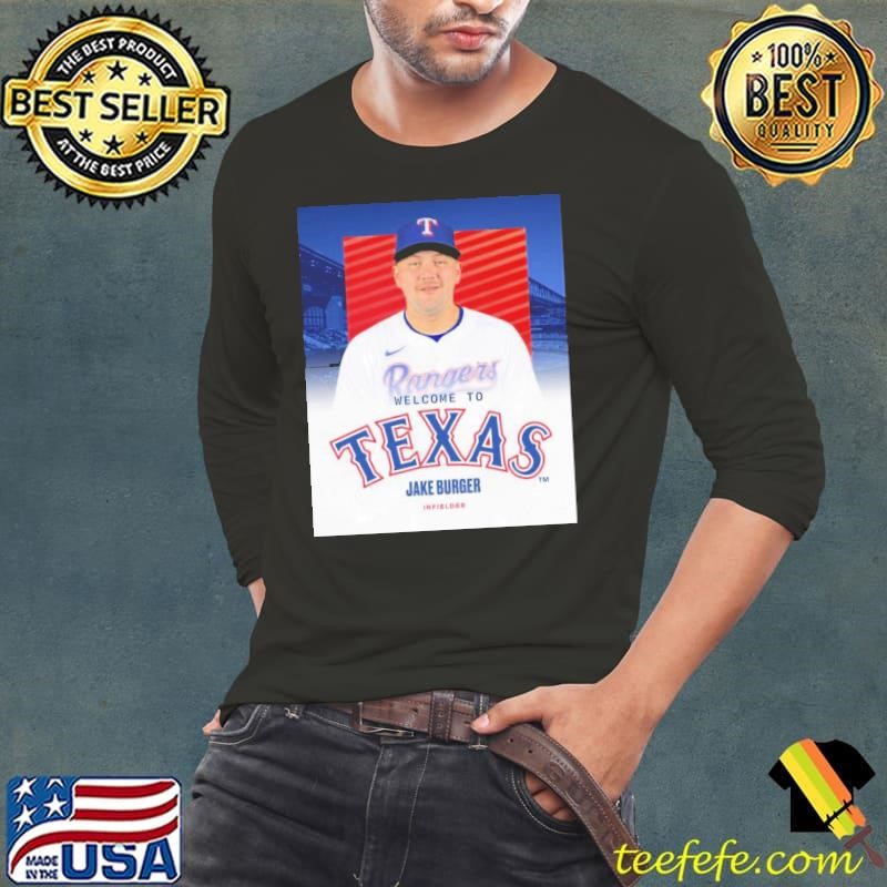 Jake Burger from the Miami Marlins Welcome To Texas Rangers 2025 Poster shirt